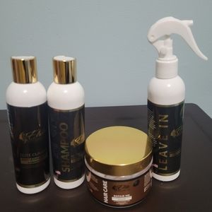 Elite hair care USA,shampoos,a leave in conditioner, and a hair masque